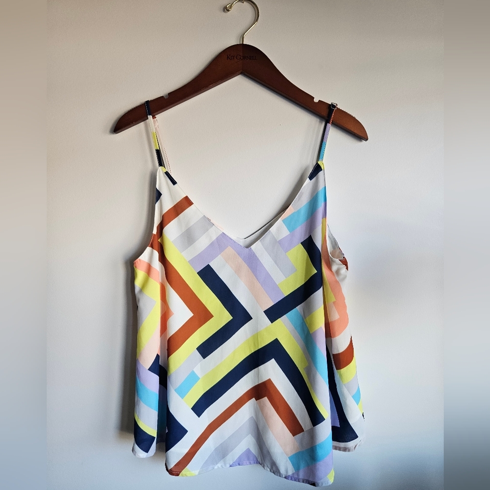 Forever 21 Blue Brown Graphic Sleeveless Camisole